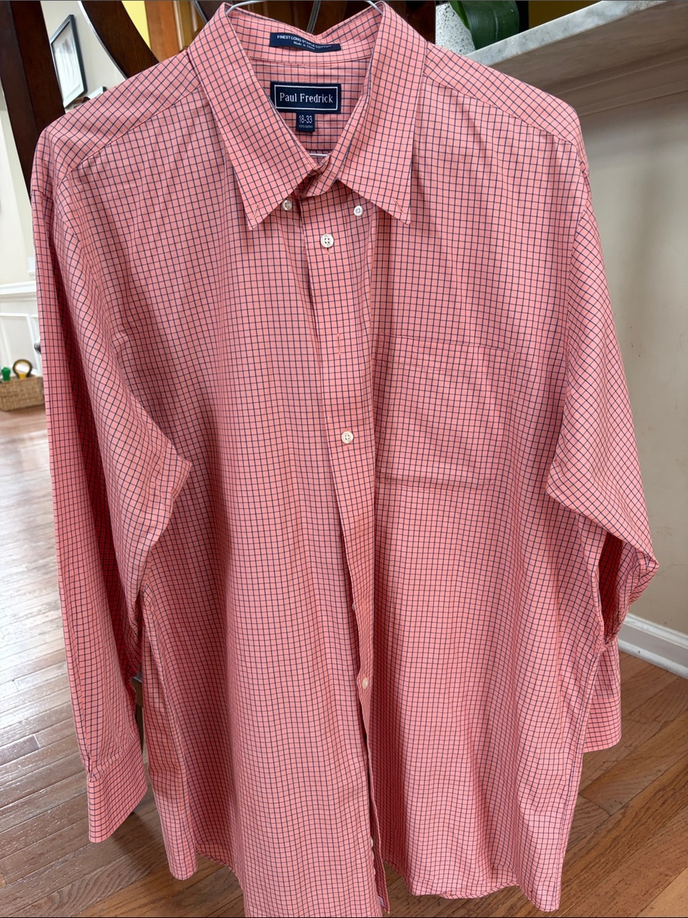 Paul Fredrick orange and blue Check Dress Shirt